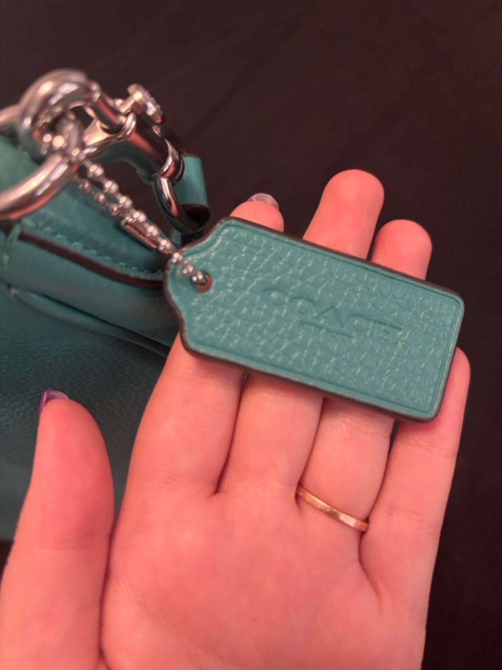 Coach Teal Leather Teri Hobo (Large) Shoulder Bag with Crossbody Strap - Picture 6 of 11